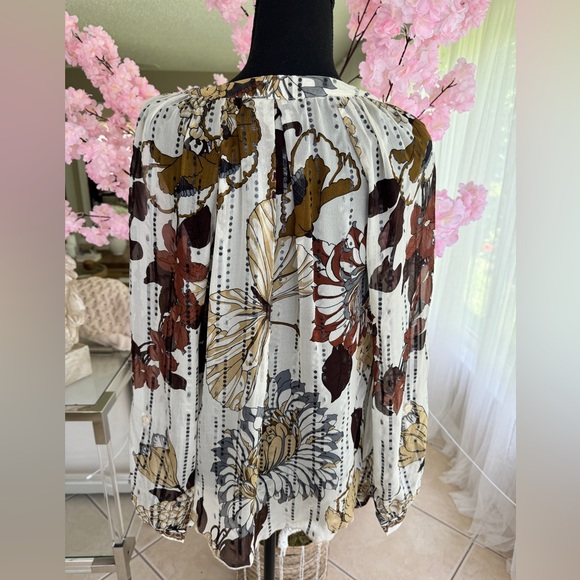 Hale Bob Top Silk Tulle Beige Brown Sample size= small - Picture 4 of 8